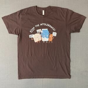 American Apparel Stop The Intolerance Funny Lactose Gluten Peanut Sz XL